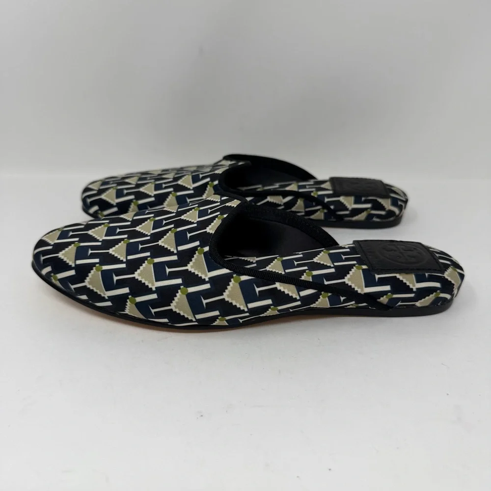 Tory Burch Martini Glass Satin Mules Blue Size 5